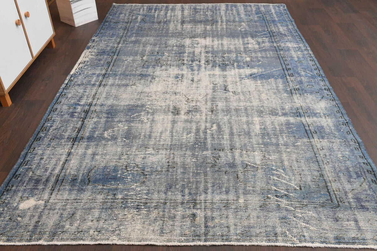 El yapımı vintage halı 183x274 cm düz desenli yün - detay görünümü