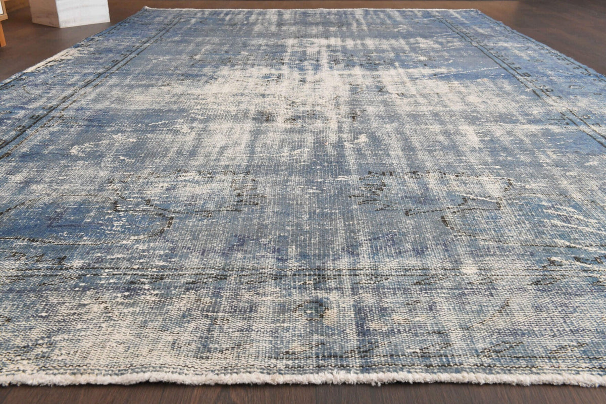 El yapımı vintage halı 183x274 cm düz desenli yün - yakın çekim doku detayı