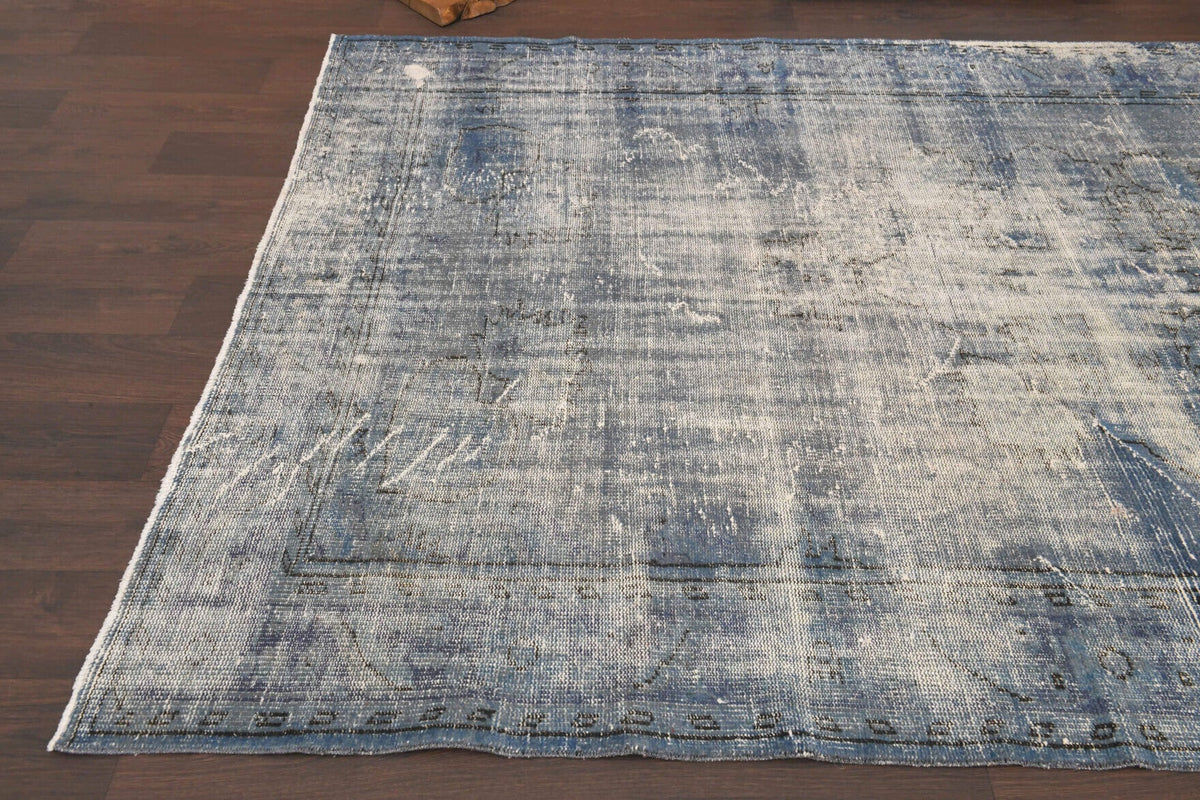 El yapımı vintage halı 183x274 cm düz desenli yün - kenar ve saçak detayı