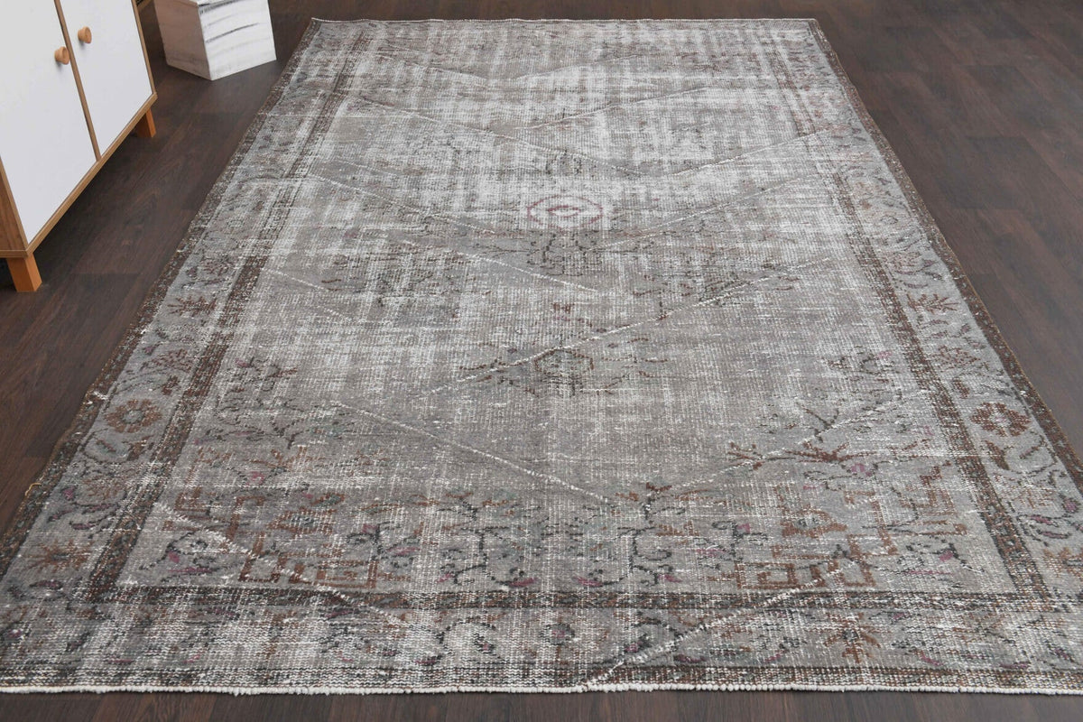 El yapımı vintage halı 183x305 cm oryantal desenli yün - detay görünümü