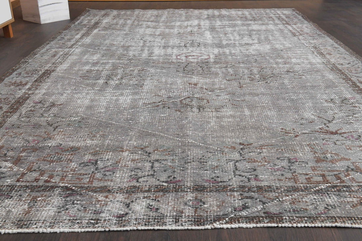 El yapımı vintage halı 183x305 cm oryantal desenli yün - yakın çekim doku detayı