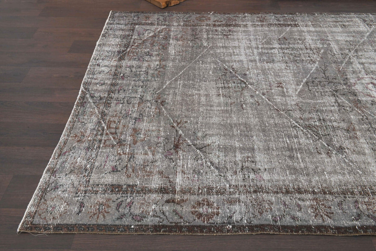 El yapımı vintage halı 183x305 cm oryantal desenli yün - kenar ve saçak detayı