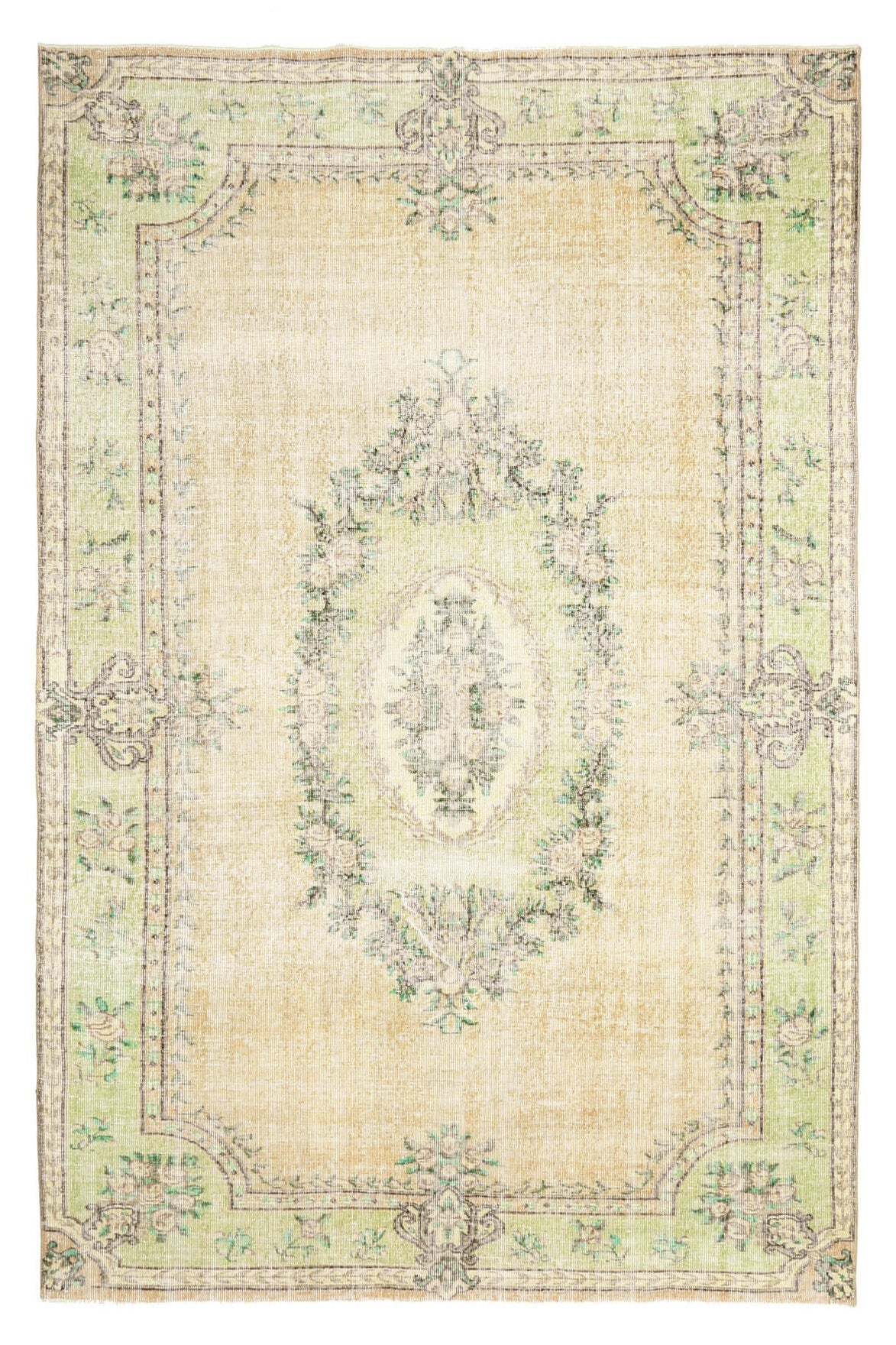 El yapımı vintage halı 185x287 cm oryantal desenli yün