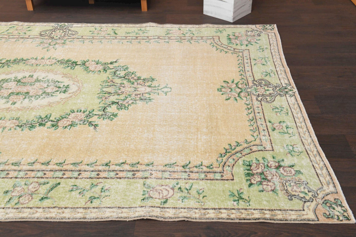 El yapımı vintage halı 185x287 cm oryantal desenli yün - mekan görünümü
