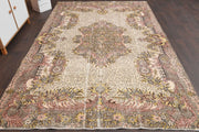 El yapımı vintage halı 183x274 cm çiçek desenli desenli yün - detay görünümü