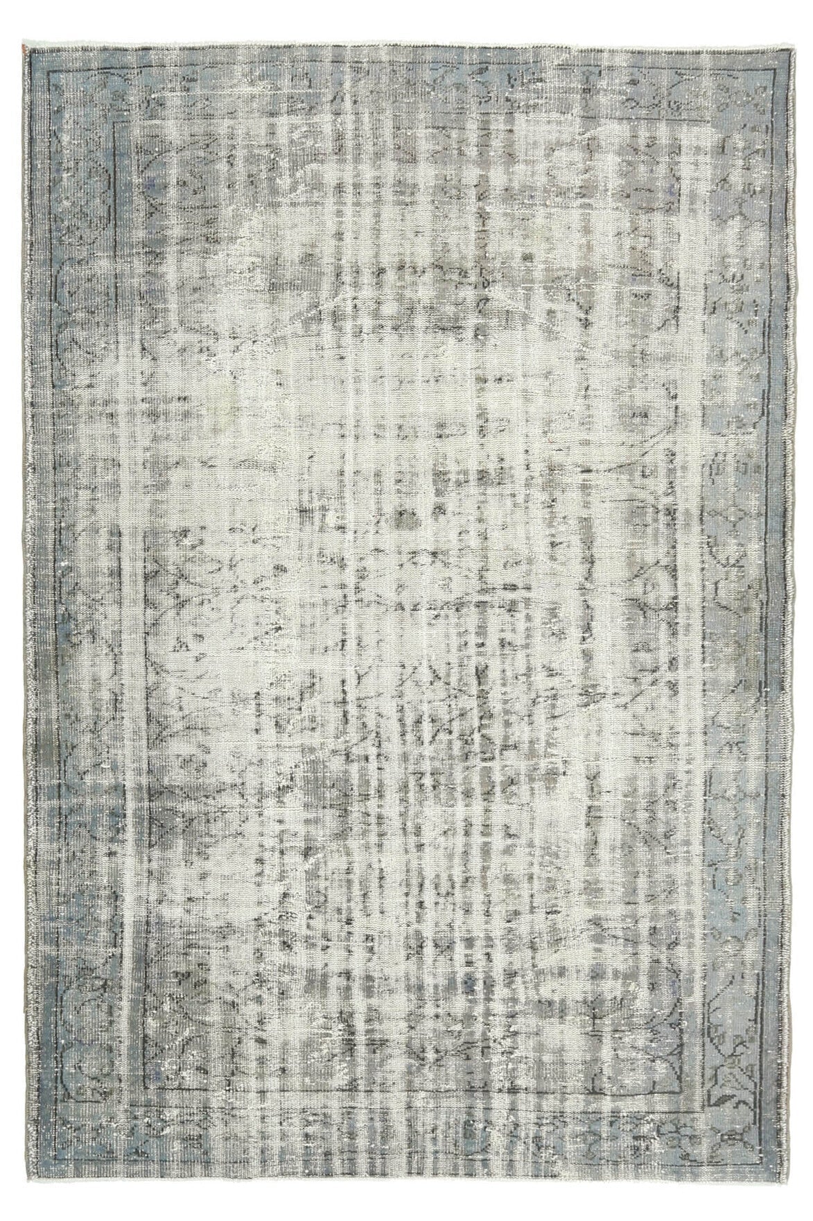 El yapımı vintage halı 183x274 cm soyut desenli yün - detay görünümü