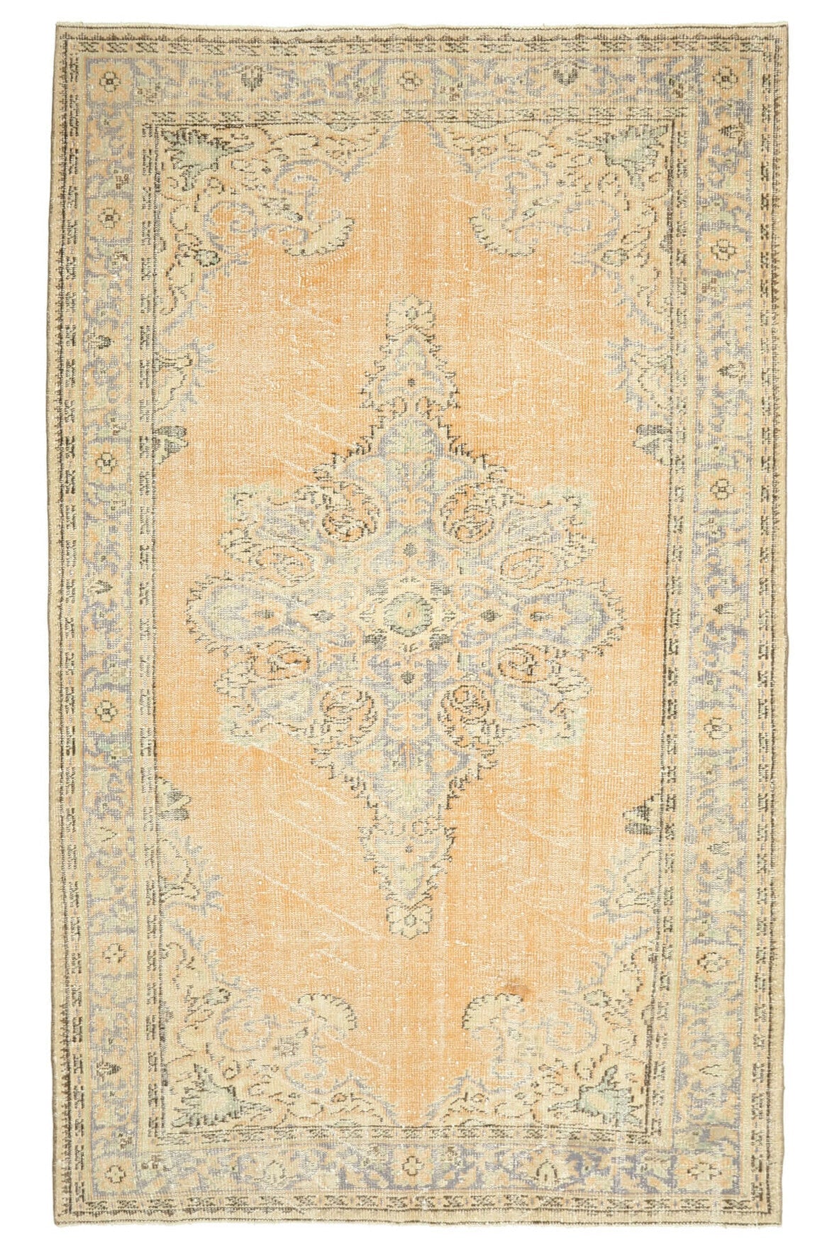 El yapımı vintage halı 185x302 cm oryantal desenli yün - detay görünümü