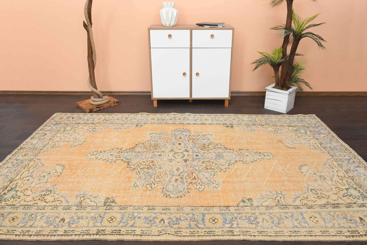 El yapımı vintage halı 185x302 cm oryantal desenli yün - desen detayı
