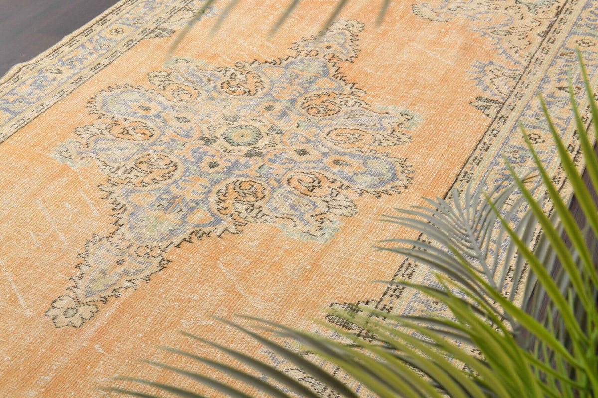 El yapımı vintage halı 185x302 cm oryantal desenli yün - üstten görünüm
