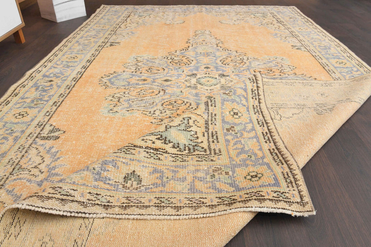 El yapımı vintage halı 185x302 cm oryantal desenli yün