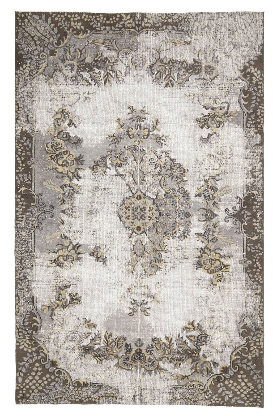 El yapımı vintage halı 198x320 cm oryantal desenli yün - detay görünümü