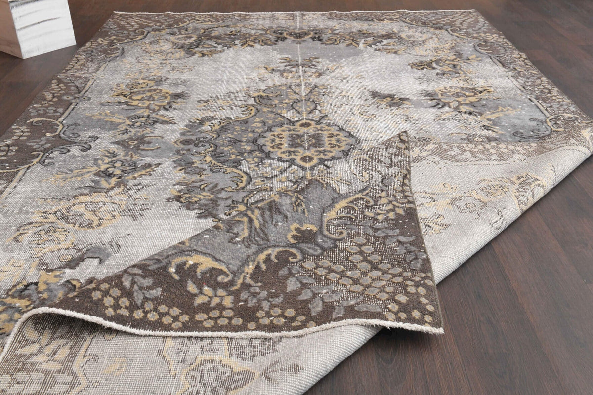 El yapımı vintage halı 198x320 cm oryantal desenli yün