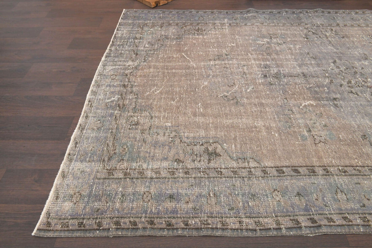Vintage Neutral Area Oushak Rug