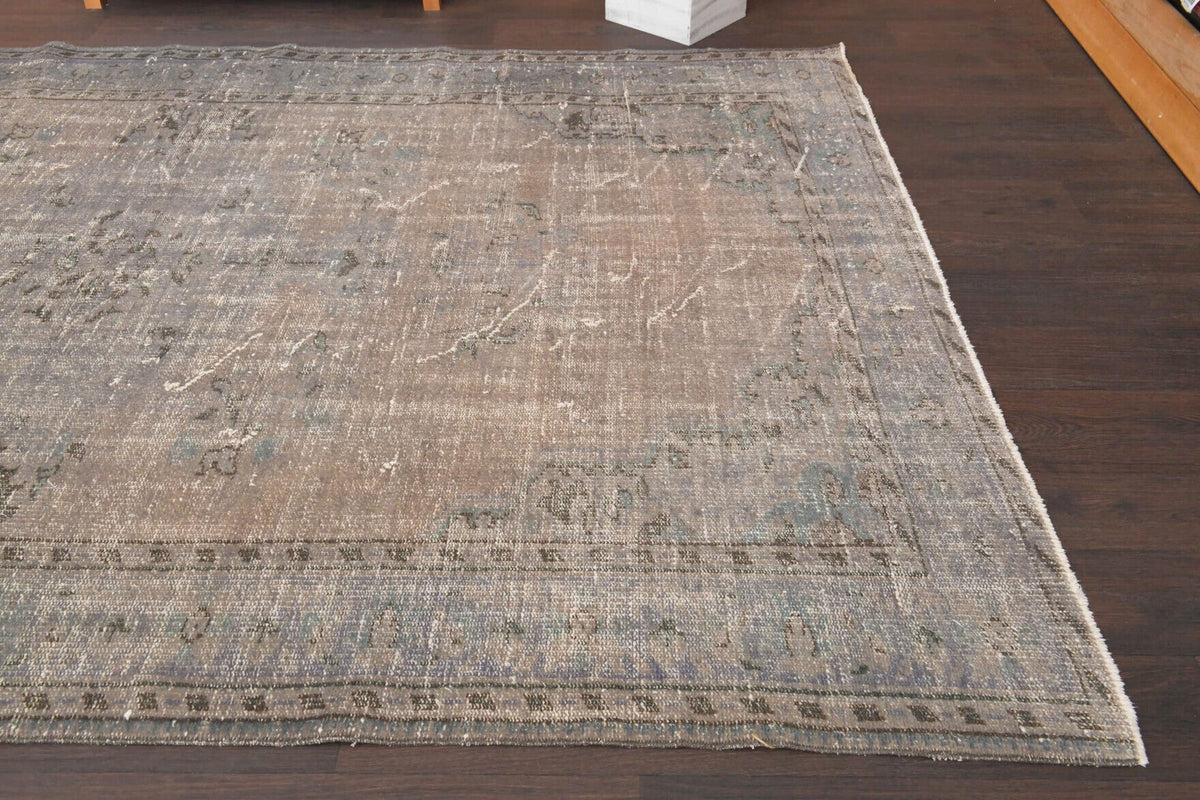 Vintage Neutral Area Oushak Rug