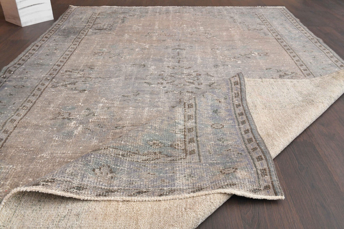 Vintage Neutral Area Oushak Rug