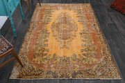 1970'lerden Anadolu kökenli oryantal desenli el dokuma vintage halı, 174x280 cm