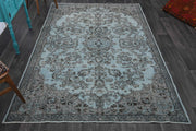El yapımı vintage halı 183x274 cm oryantal desenli yün - detay görünümü