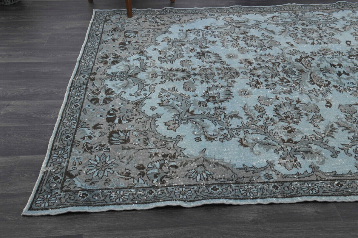 El yapımı vintage halı 183x274 cm oryantal desenli yün - kenar ve saçak detayı