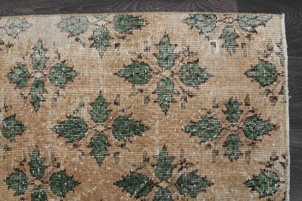 El yapımı vintage halı 213x274 cm çiçek desenli desenli yün - farklı açıdan görünüm