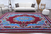 El yapımı vintage halı 274x335 cm oryantal desenli yün - detay görünümü