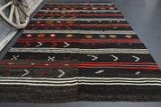 El yapımı vintage halı 257x391 cm i̇kat desenli yün - detay görünümü