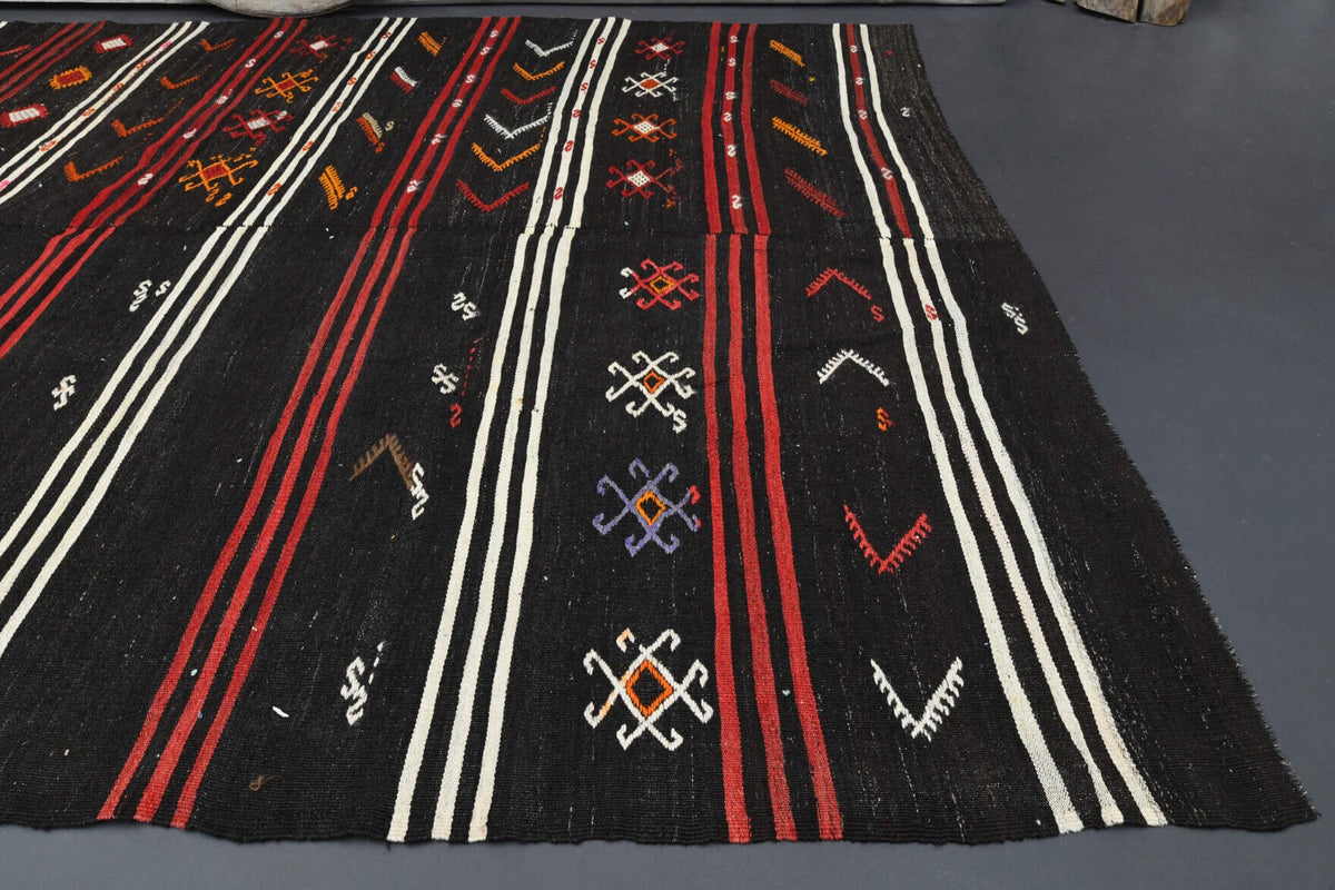 El yapımı vintage halı 257x391 cm i̇kat desenli yün - üstten görünüm