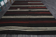 El yapımı vintage halı 274x399 cm çizgili desenli yün - detay görünümü