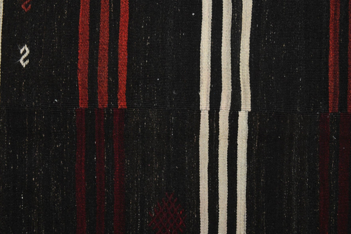 El yapımı vintage halı 274x399 cm çizgili desenli yün - üstten görünüm