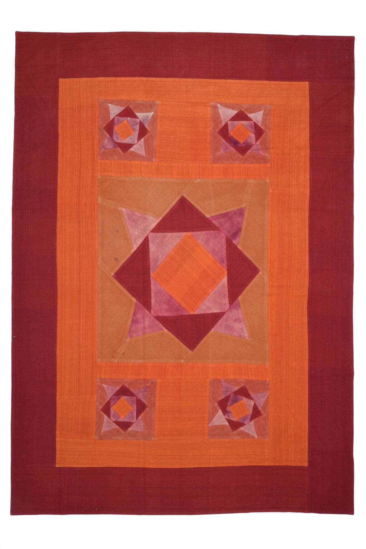 El yapımı vintage halı 249x356 cm geometrik desenli yün - detay görünümü
