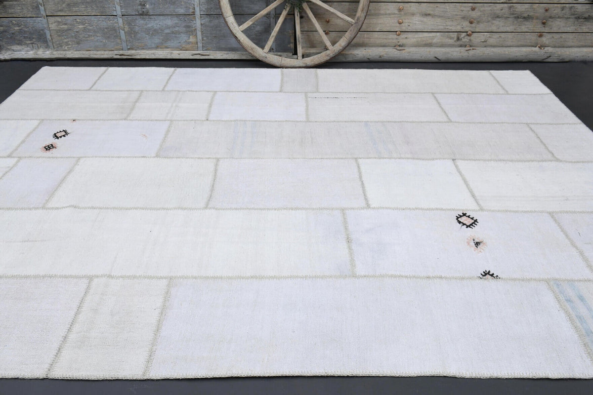 El yapımı vintage halı 295x394 cm düz desenli yün - desen detayı