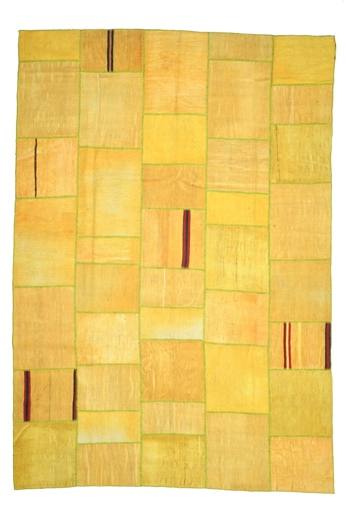 El yapımı vintage halı 292x414 cm düz desenli yün