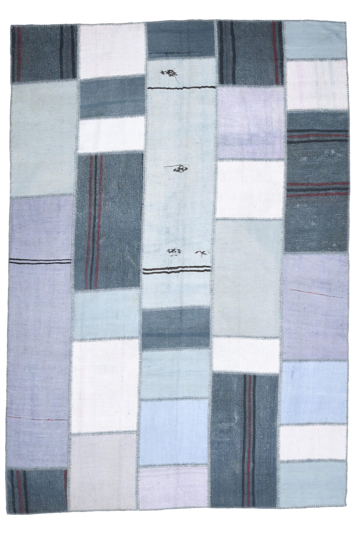 El yapımı vintage halı 241x348 cm düz desenli yün - detay görünümü