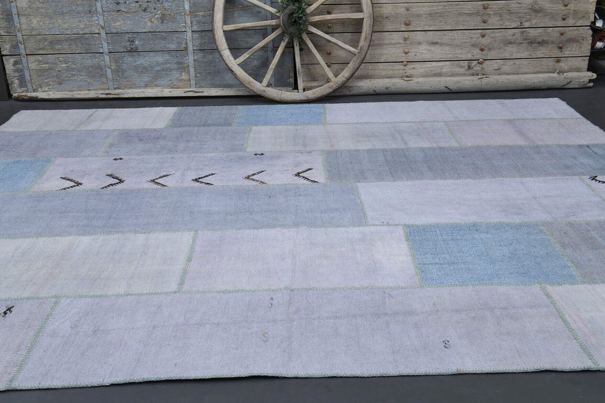 El yapımı vintage halı 300x394 cm düz desenli yün - desen detayı