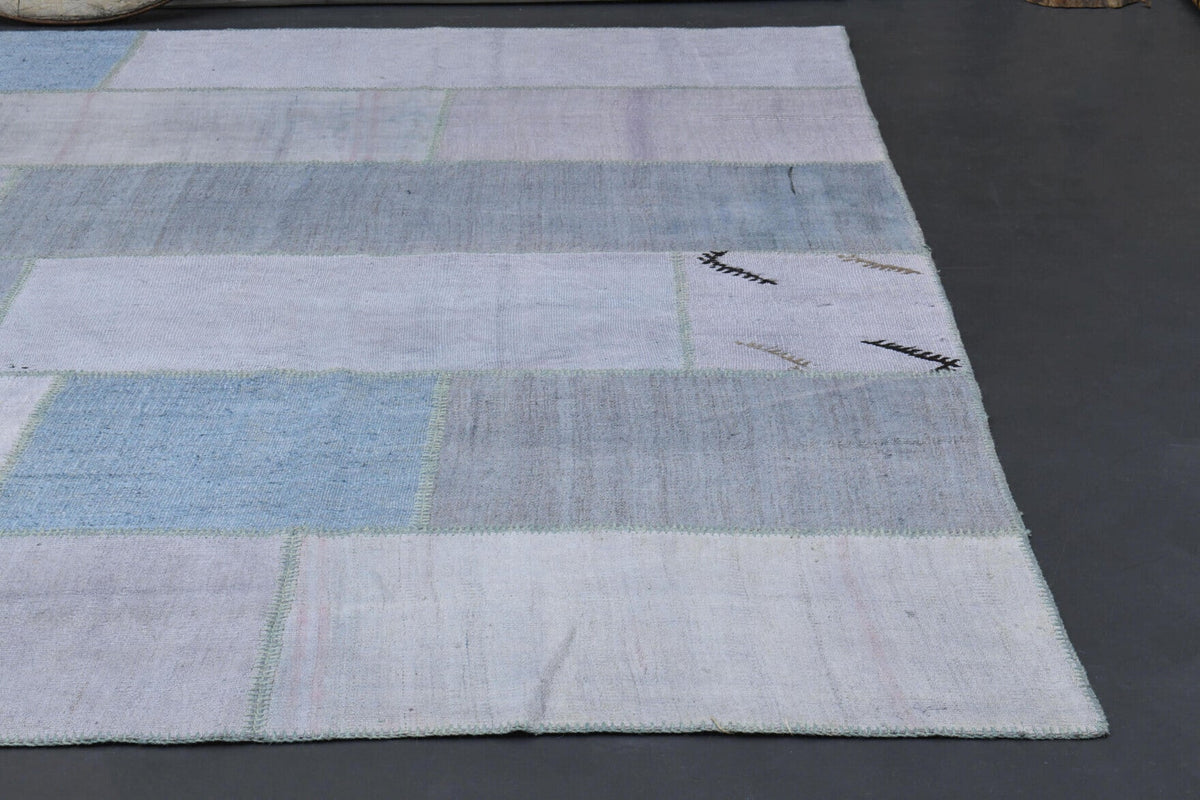 El yapımı vintage halı 300x394 cm düz desenli yün - üstten görünüm