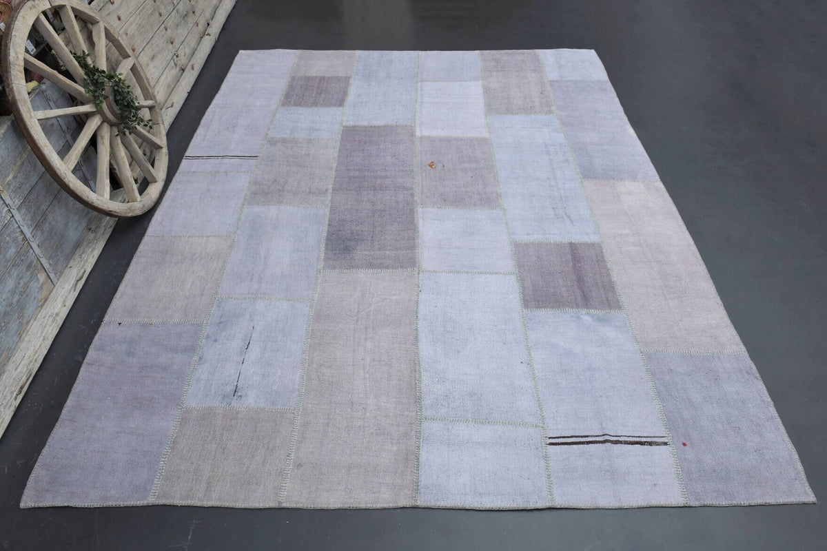 El yapımı vintage halı 300x394 cm düz desenli yün - detay görünümü
