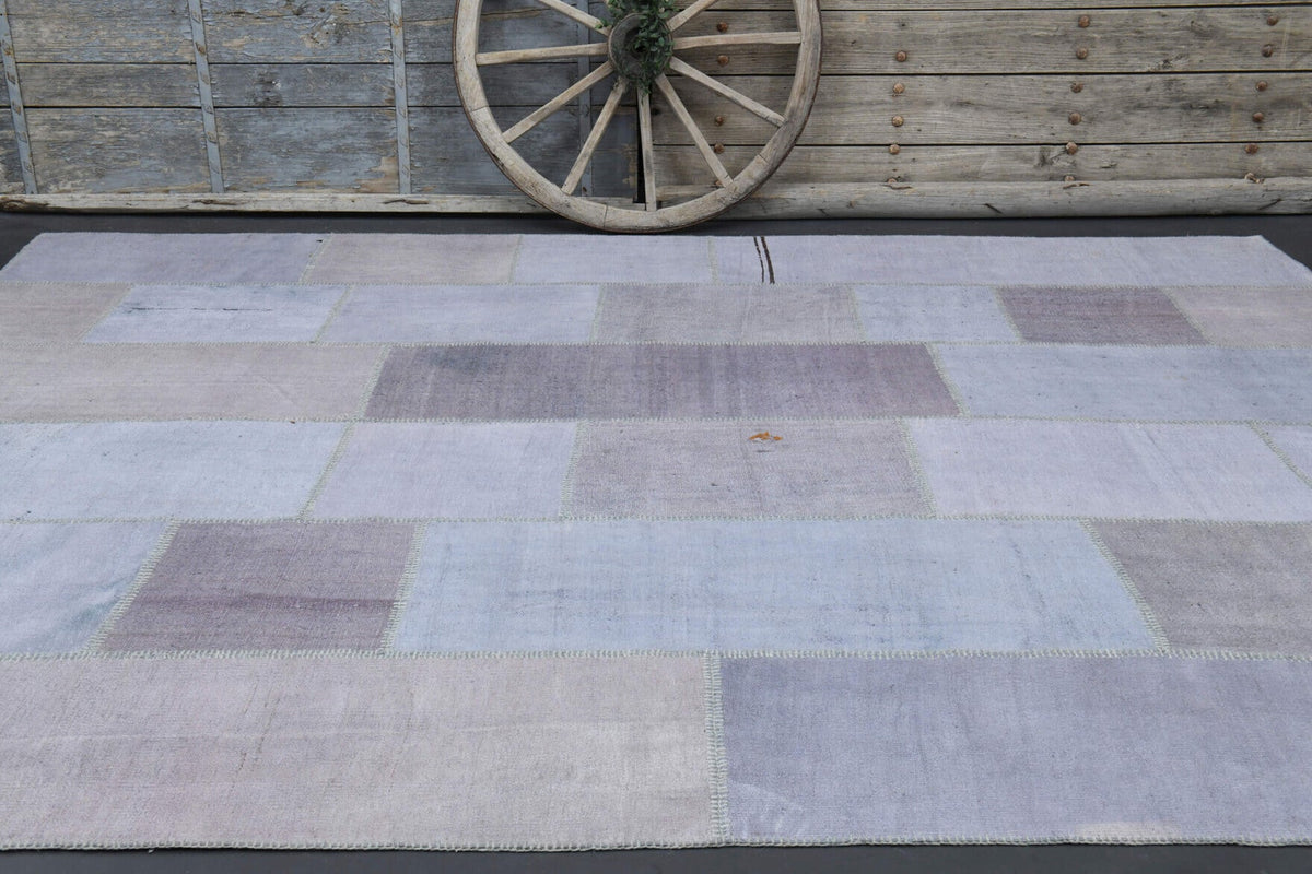 El yapımı vintage halı 300x394 cm düz desenli yün - desen detayı