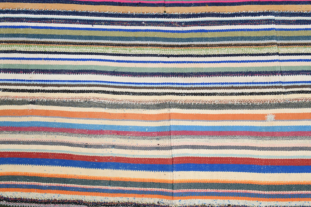 El yapımı vintage halı 249x330 cm çizgili desenli yün - farklı açıdan görünüm