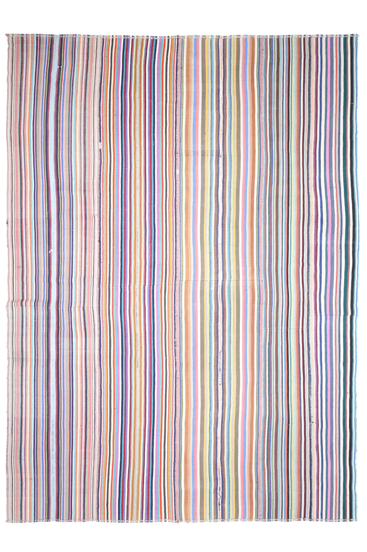 El yapımı vintage halı 290x406 cm çizgili desenli yün