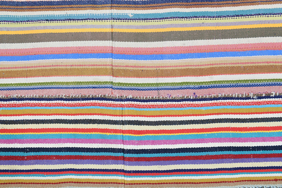El yapımı vintage halı 290x406 cm çizgili desenli yün - açık alan görünümü