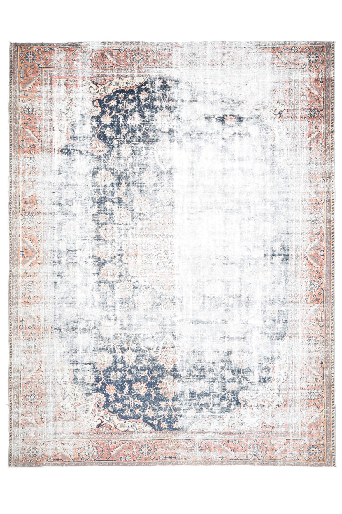 El yapımı vintage halı 287x368 cm oryantal desenli yün - detay görünümü