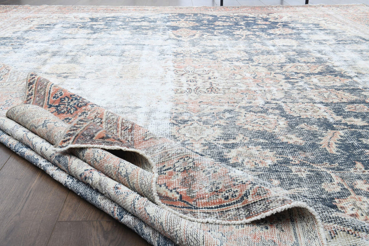 El yapımı vintage halı 287x368 cm oryantal desenli yün - desen detayı
