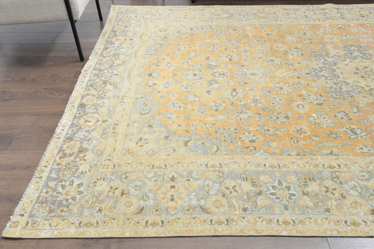 El yapımı vintage halı 231x338 cm oryantal desenli yün - mekan görünümü