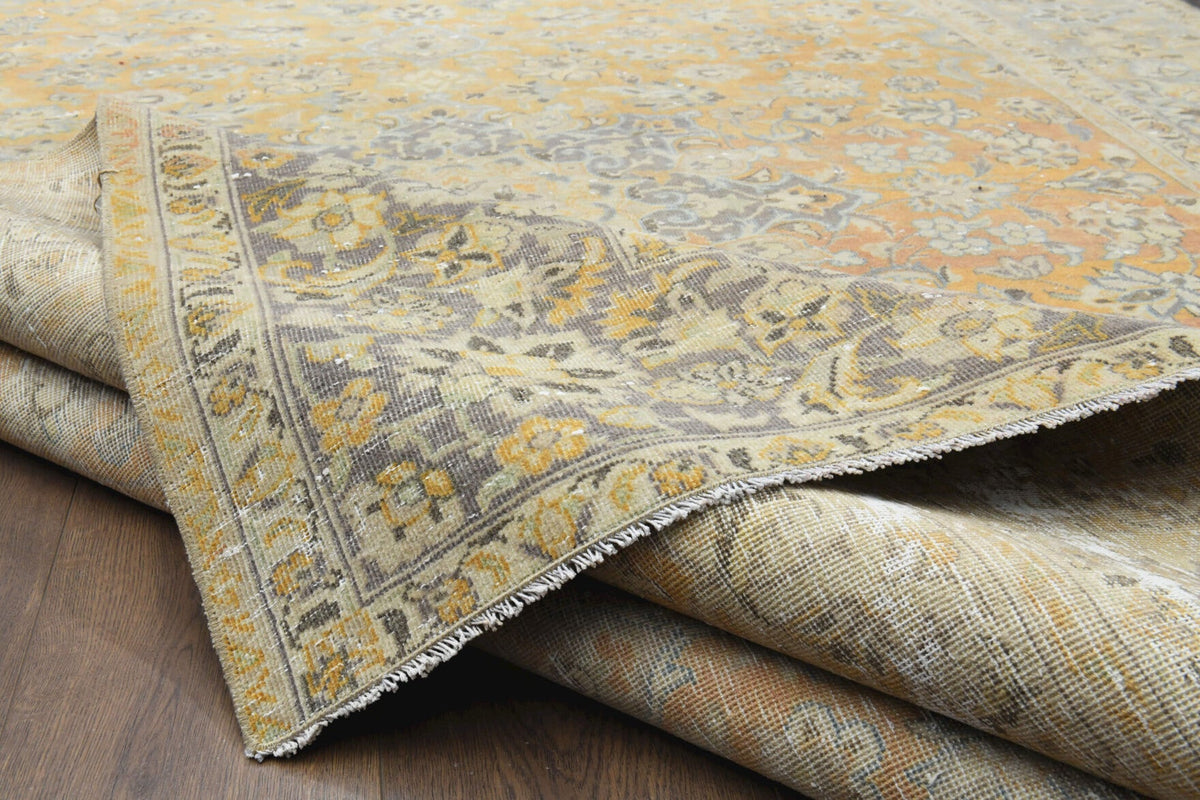 El yapımı vintage halı 231x338 cm oryantal desenli yün