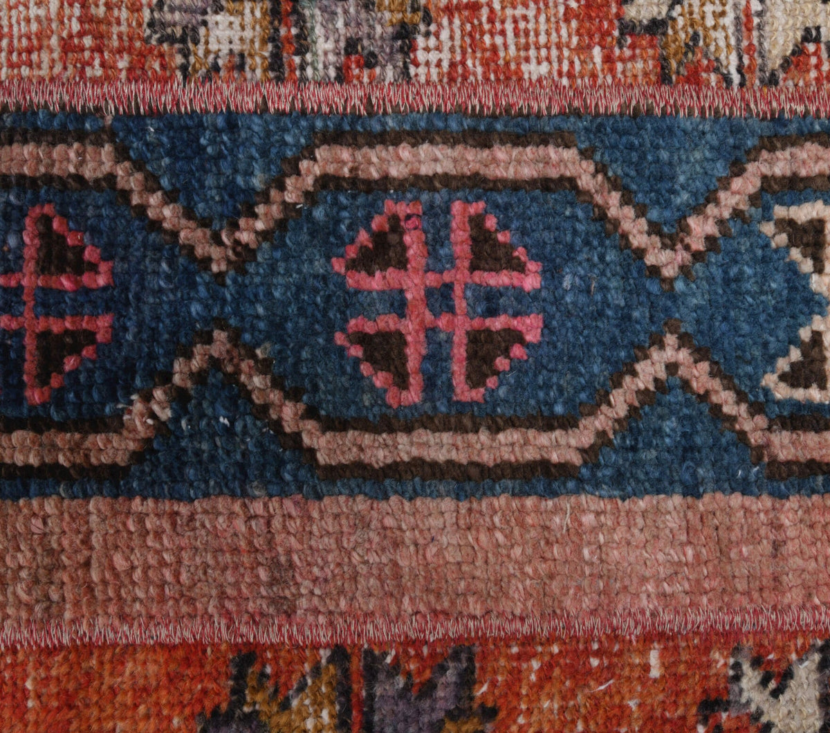 El yapımı vintage yolluk 56x310 cm i̇kat desenli yün - desen detayı