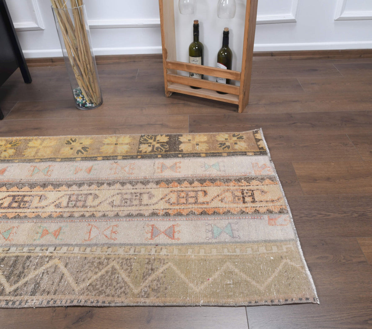 El yapımı vintage yolluk 79x333 cm oryantal desenli yün - mekan görünümü