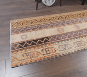 El yapımı vintage yolluk 71x338 cm oryantal desenli yün - detay görünümü