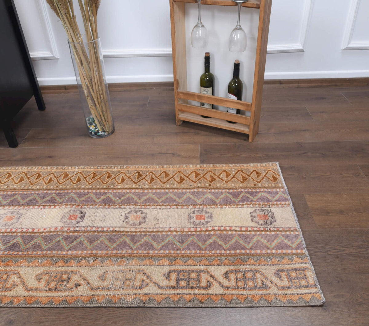 El yapımı vintage yolluk 71x338 cm oryantal desenli yün - mekan görünümü