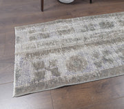 1970'lerden Anadolu kökenli soyut desenli patchwork vintage yolluk, 50x300 cm