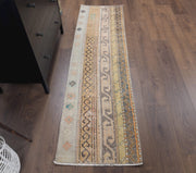 El yapımı vintage yolluk 56x201 cm i̇kat desenli yün - detay görünümü