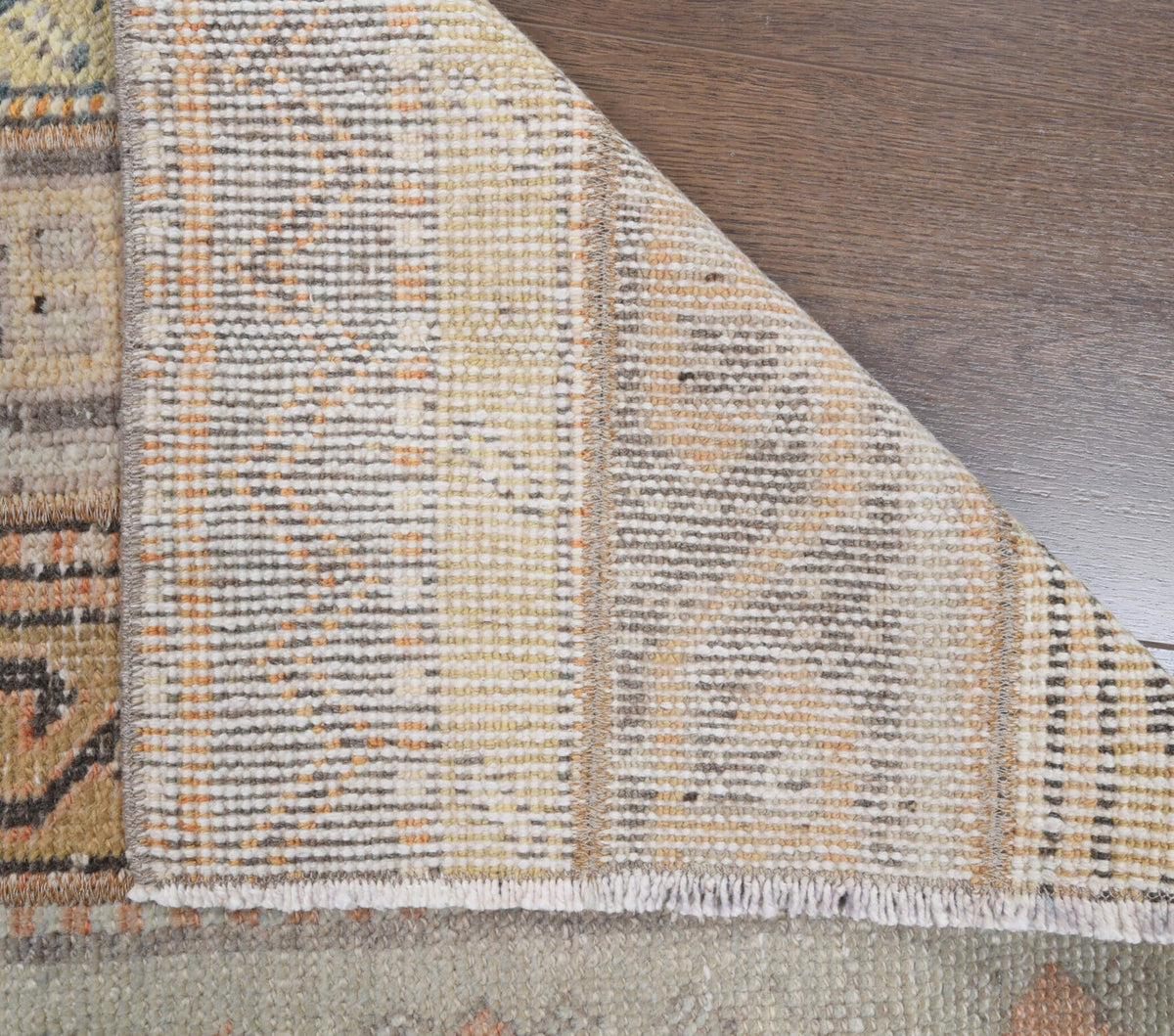 El yapımı vintage yolluk 56x201 cm i̇kat desenli yün - kenar ve saçak detayı